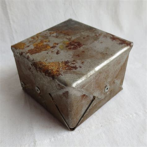 antique unopenable round metal box|Metal Unsigned Antique Primitive Boxes for sale .